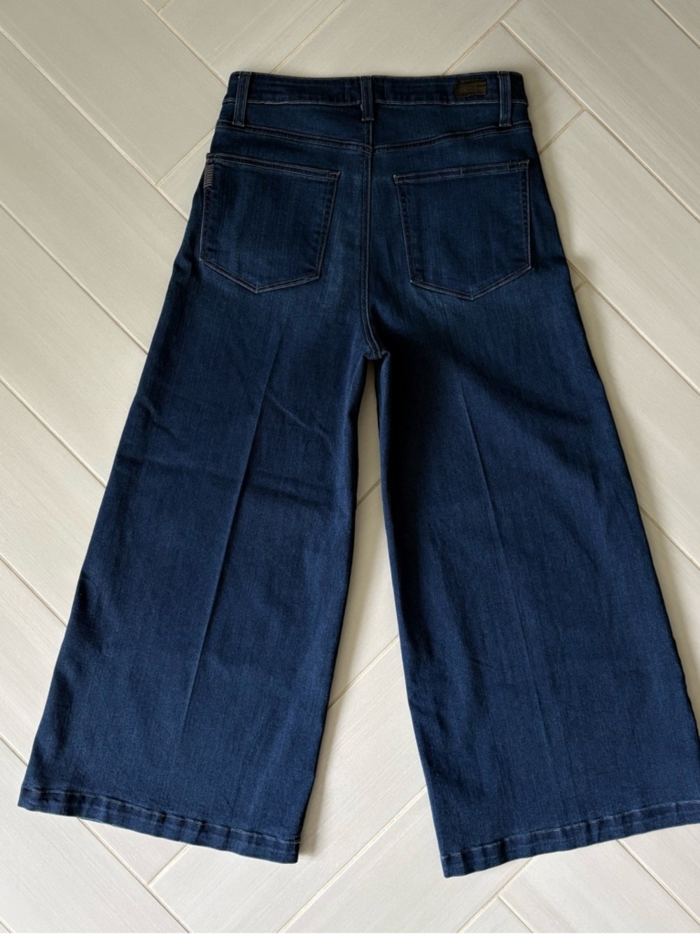 NWT PAIGE Lennie, Wide Leg Ankle, Dark Blue Denim Jeans - Picture 6 of 9